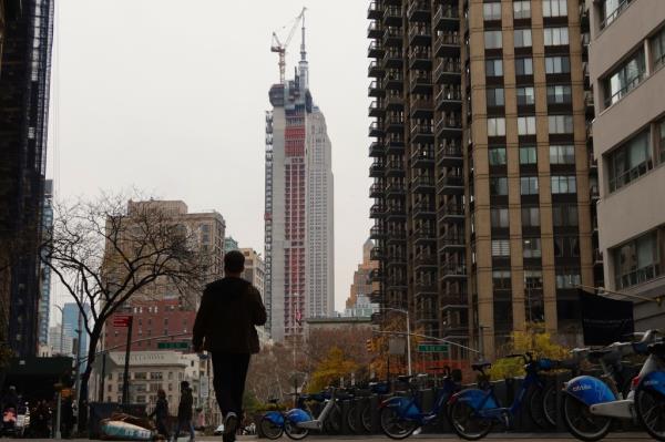 262 Fifth Avenue, a 54-story under-co<em></em>nstruction residential building blocks a view of the Empire State Building as it rises in NoMad on December 1, 2023, in New York City. 