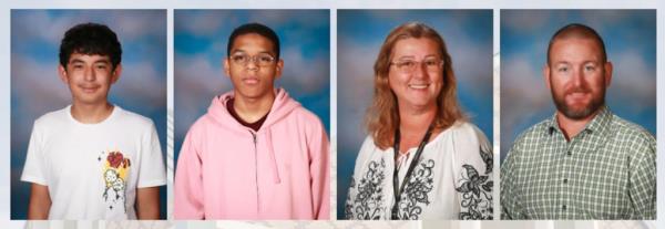 The victims of the shooting, left to right, Christian Angulo, Mason Schermerhorn, Cristina Irimie, and Richard Aspinwall.