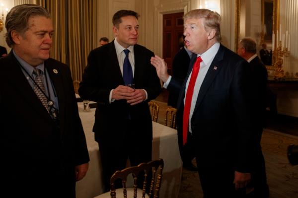 Musk and Trump (seen above in 2017) have reportedly been in discussions a<em></em>bout a possible advisory role for the tech mogul in a second Trump administration.