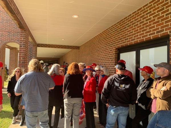 Trump supporters line up to see the former president in Columbia, South Carolina.