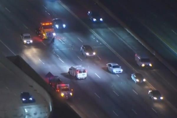 A morning high-speed pursuit ended in a violent multi-vehicle crash on the 405 Freeway in West Los Angeles Friday when the suspect drove in the wrong direction