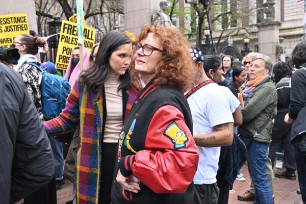 Susan Sarandon protesting at Columbia University