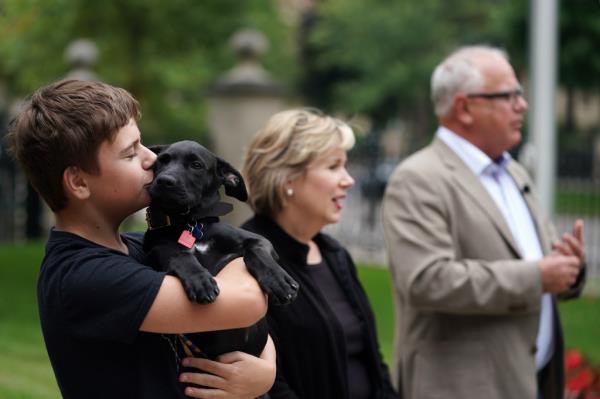 Tim Walz with his wife and son.