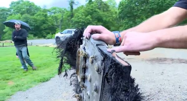 The mysterious object is a<em></em>bout an inch thick and stands at nearly 4 feet tall.