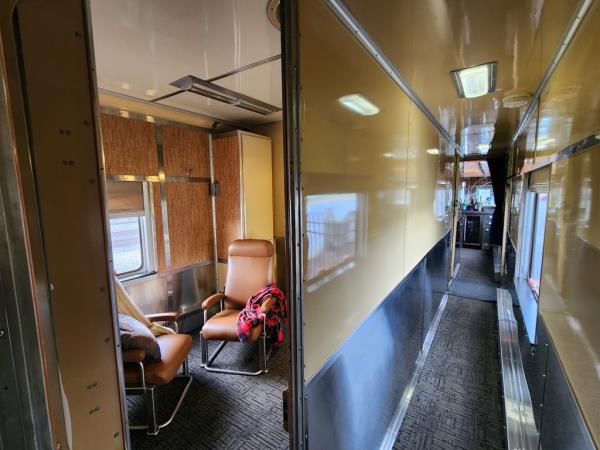 A photo of the interior of the Blue Ridge Club train.