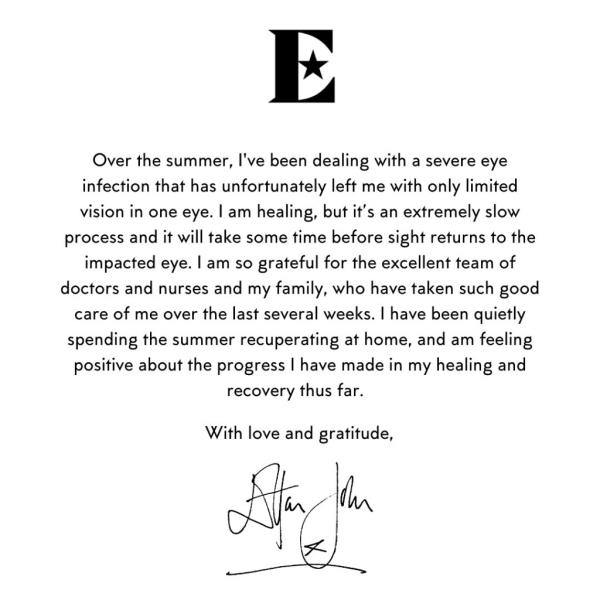 Elton John's Instagram post.