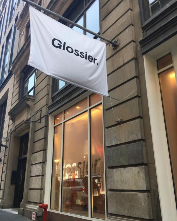 Exterior Glossier store in SoHo, New York. 