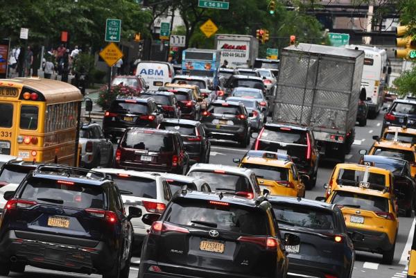 Traffic jam on First Ave. and East 56th St. in New York City in preparation for the start of co<em></em>ngestion pricing
