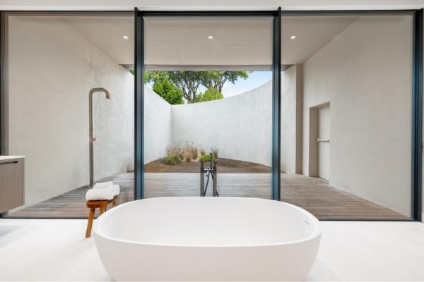 The soaking tub in the ensuite guest bathroom. 