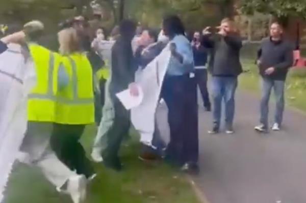 Troubling video footage shows a Harvard University student getting aggressively mobbed by pro-Palestinian demo<em></em>nstrators on the Ivy League campus screaming, 