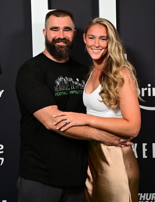Jason Kelce and Kylie Kelce attend Thursday Night Football Presents The World Premiere of 