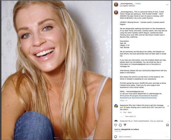 Instagram post seeking help