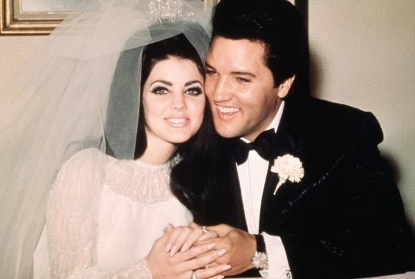 Priscilla and Elvis Presley at their wedding on May 1, 1967.