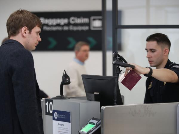 Customs agents at an airport