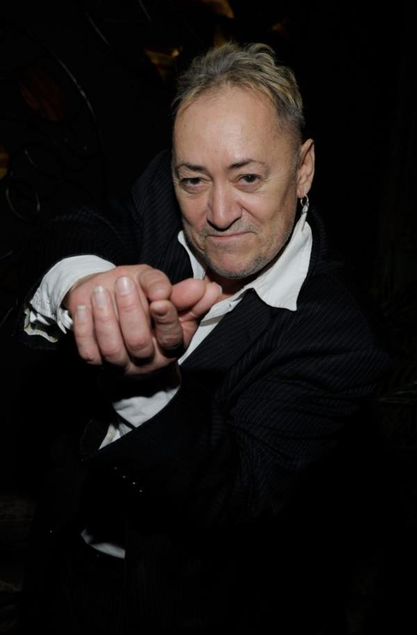 ángel Salazar, known as Chi Chi from Scarface, at Chuck Zito's birthday party during Jaguars 3 opening night in Brooklyn, New York, gesturing with his hand