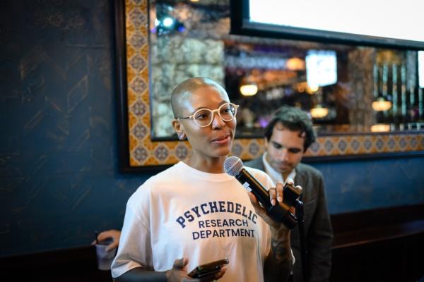 Felecia Freely and Pierre Eias at a Lectures on Tap event in August,