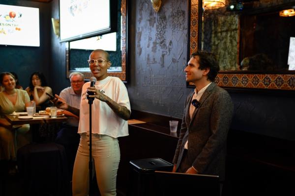 Felecia Freely and Pierre Eias at a Lectures on Tap event in August, 