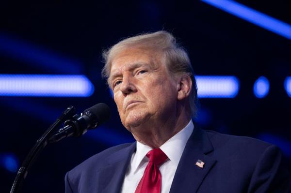 Former President Do<em></em>nald Trump gives the keynote address at Turning Point Action's 