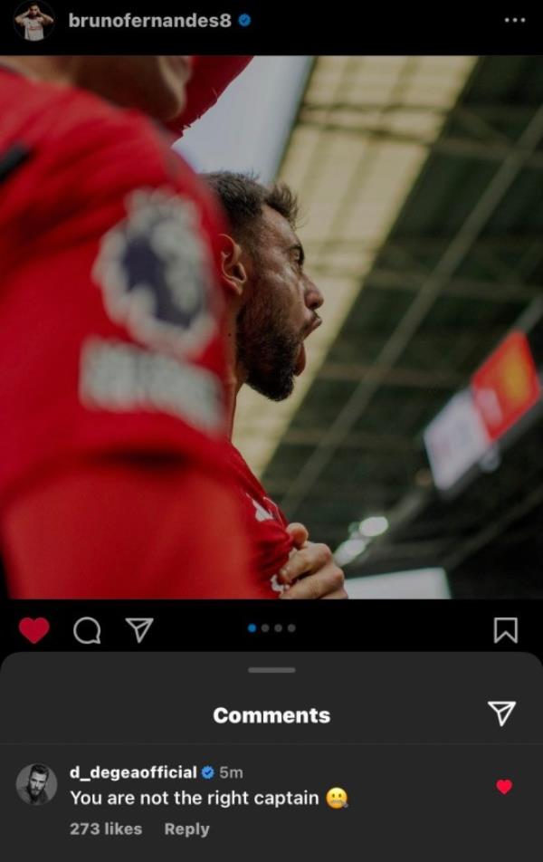 De Gea’s comment (Picture: Instagram)