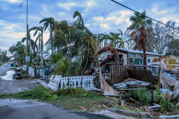 Damages in Bradenton, Florida, USA after Hurricane Milton, a category 3 storm, swept through the area on 10th October 2024