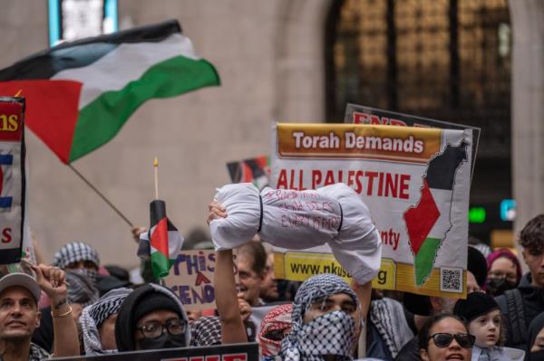 Pro-Palestine protesters have openly cheered Hamas' barbaric attack on Israel.