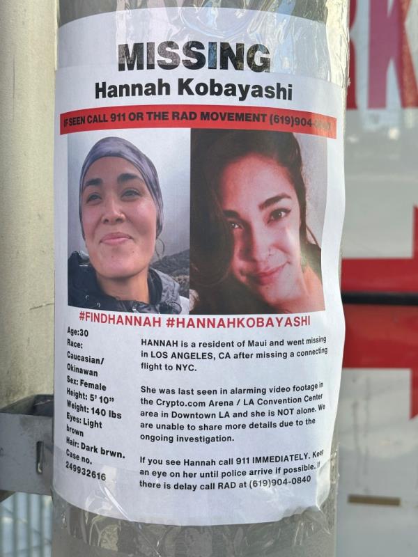 A missing person poster of Hannah Kobayashi. 