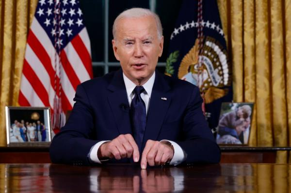 President Joe Biden speaks from the Oval Office a<em></em>bout the war in Israel and Ukraine.