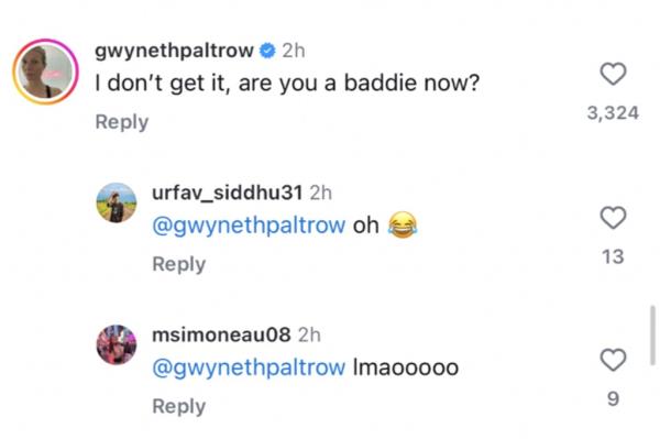 Gwyneth Paltrow's Instagram comment
