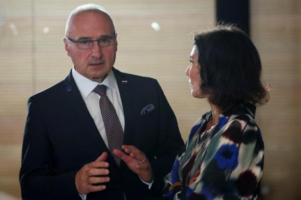 Grlic Radman and Belgium Foreign Minister Hadja Lahbib attend an informal meeting of EU foreign ministers in Toledo, Spain on Aug. 31 2023.