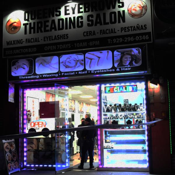 The scene of a shooting during a jewelry store robbery at 35-35 Junction Boulevard.