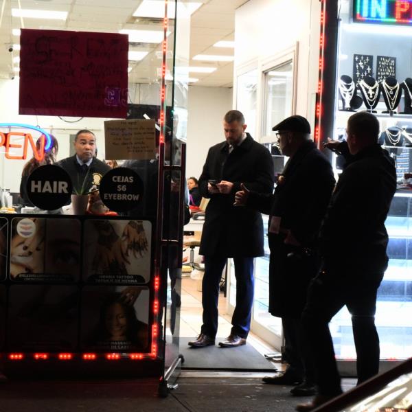 The scene of a shooting during a jewelry store robbery at 35-35 Junction Boulevard.