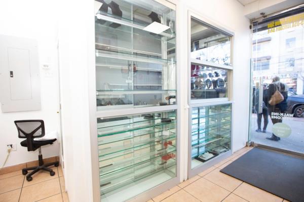 Glass cabinet with jewelry