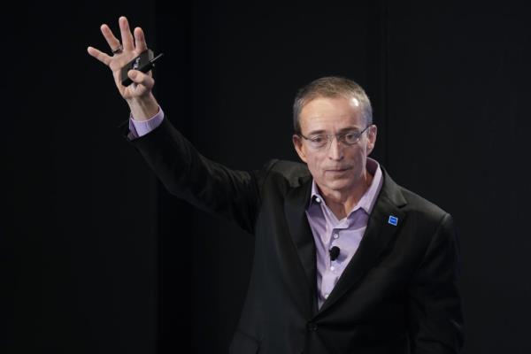 Intel CEO Pat Gelsinger speaks during an event called AI Everywher<em></em>e in New York, Thursday, Dec. 14, 2023. Intel is introducing new products that are designed to be used with AI powered computers and applications. (AP Photo/Seth Wenig)