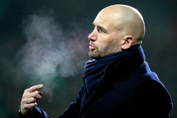 Manchester United manager Erik ten Hag is given a yellow card