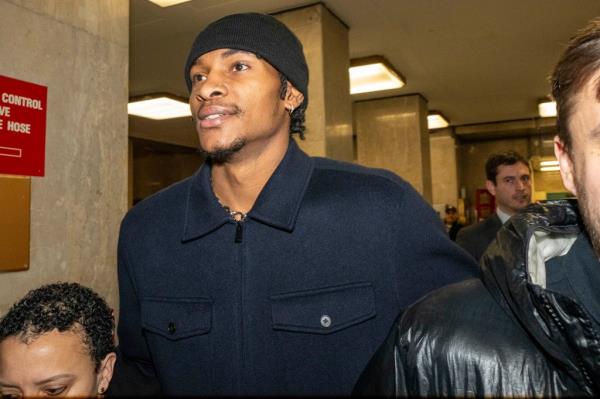 Former Rockets guard Kevin Porter Jr. leaves Manhattan Criminal Court Tuesday morning.